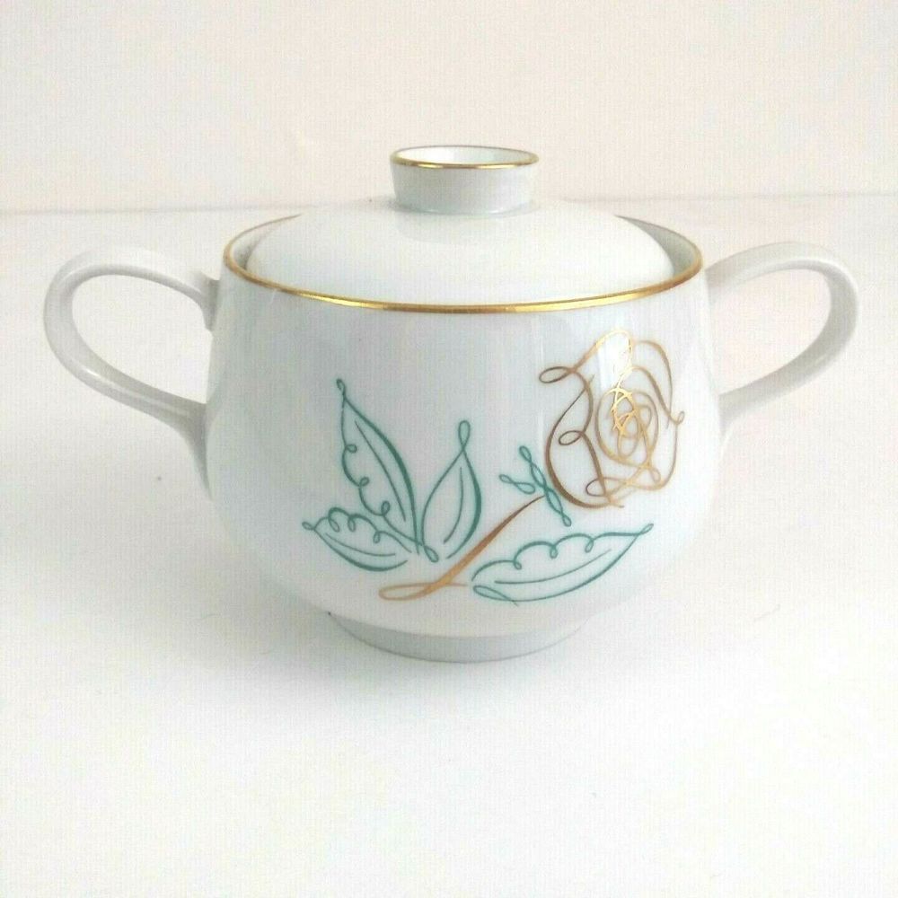 Easterling Spencerian Rose China Sugar Bowl with Lid Bavaria Germany